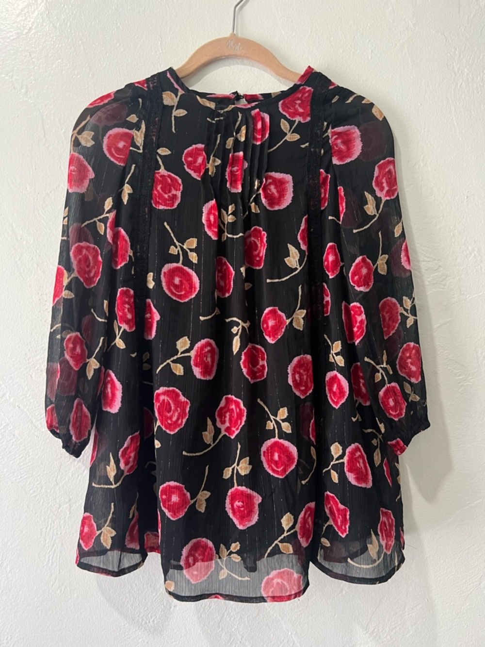 Kate Spade Hazy Rose Floral Shift Dress Girl's Sz 128 8Y Pink Red Lace Chiffon